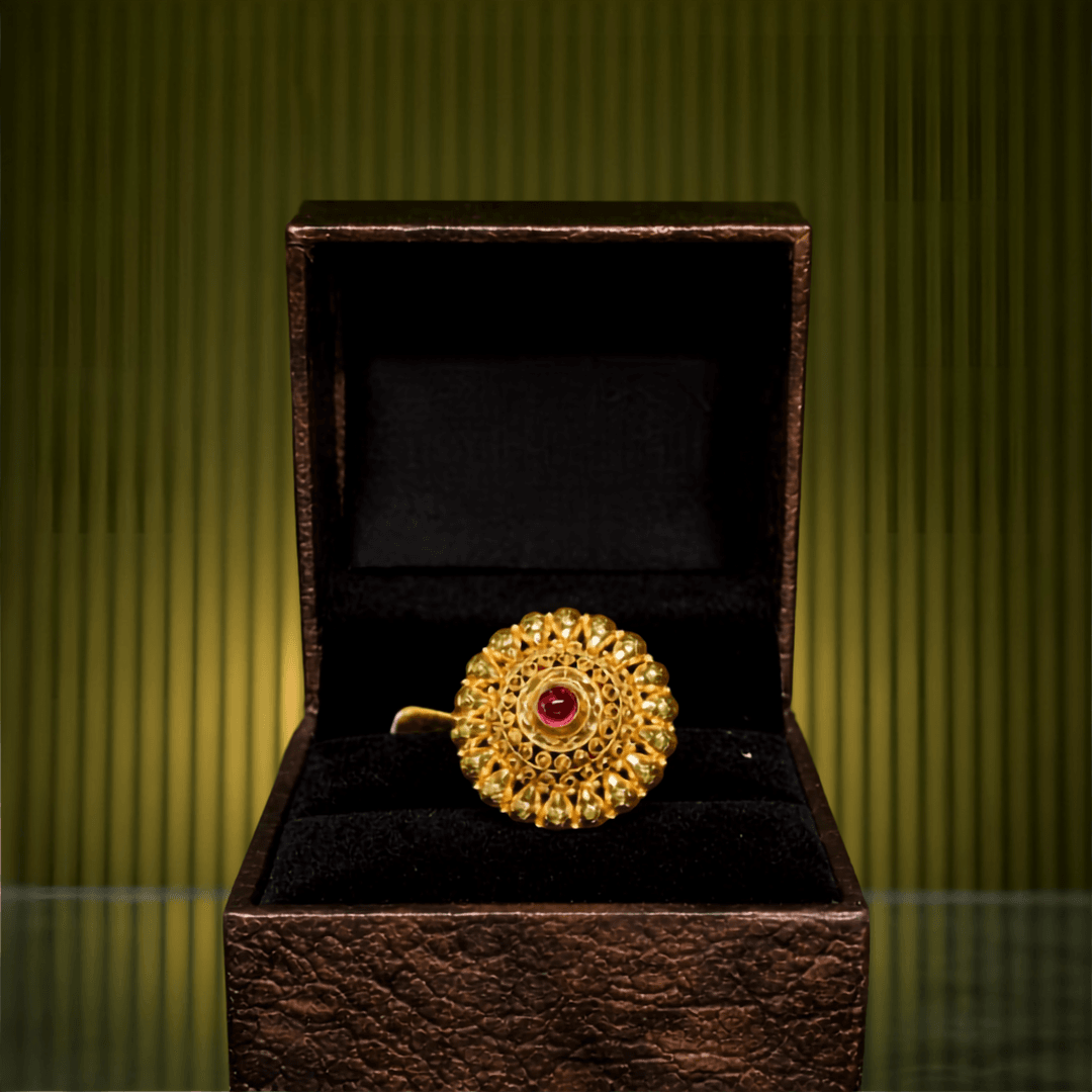 Handcrafted Gold Filigree Floral Ring — Siddhivinayak Jewellers